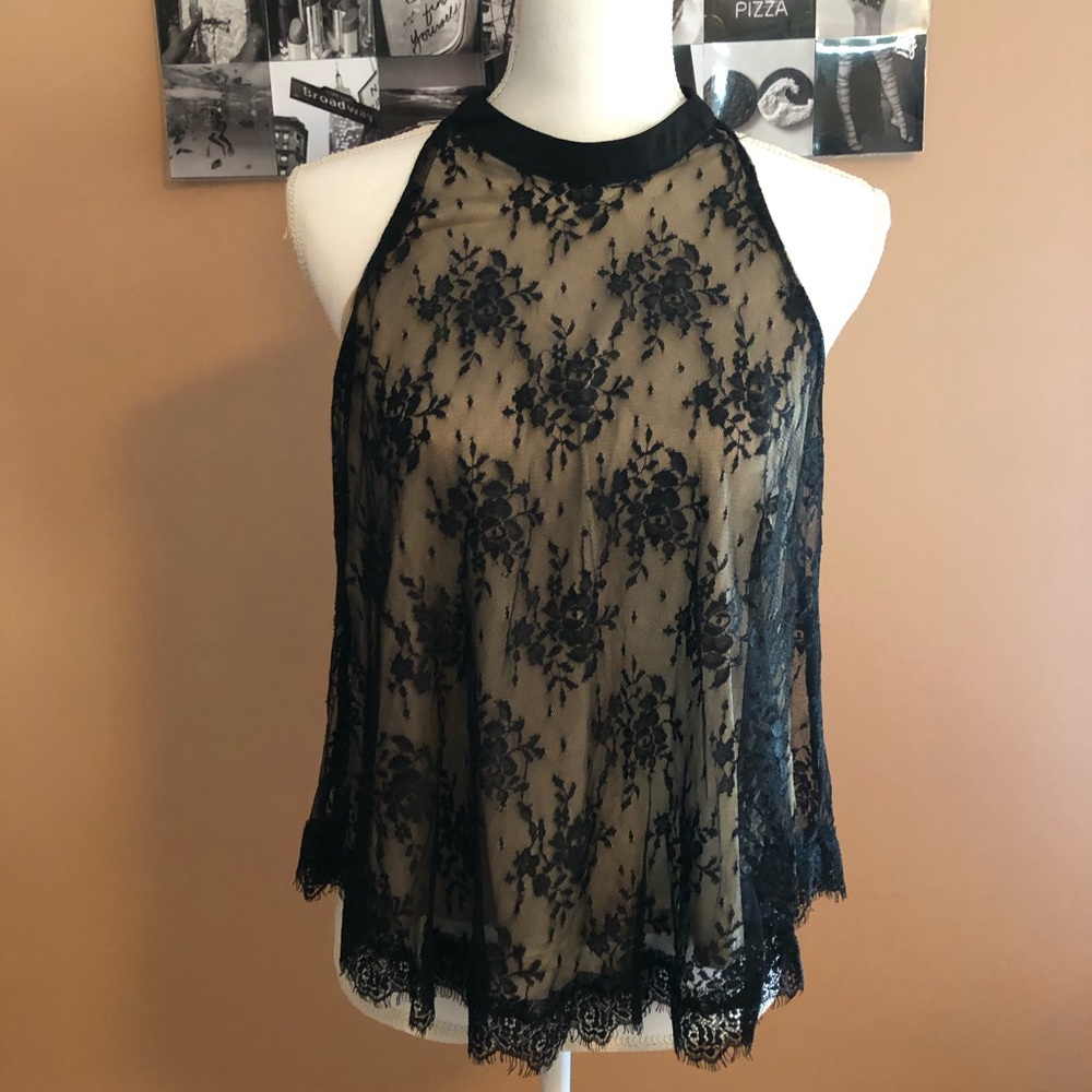 Lace Tank - Black w/ Nude colored liner